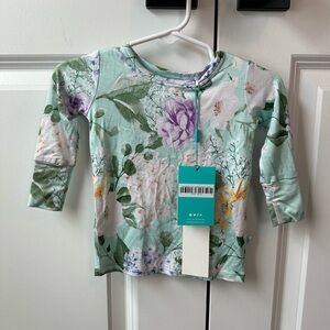 Posh Peanut Erin Floral Light Green Pajama Top NWT (Size 6-12 Months)